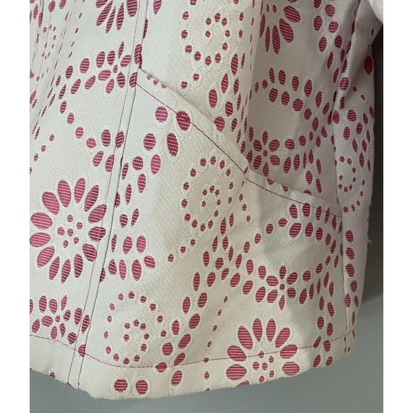 Bob Mackie Wearable Art Floral Eyelet Jacket Women's L Collared Full Zip Preppy - Picture 7 of 8